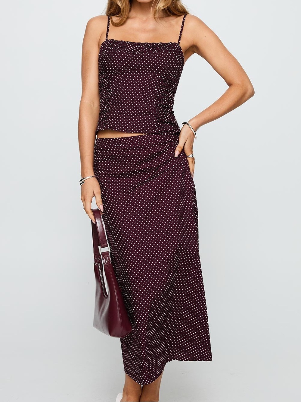 Princess Polly Shining Mirrors Skirt Burgundy Sz 2